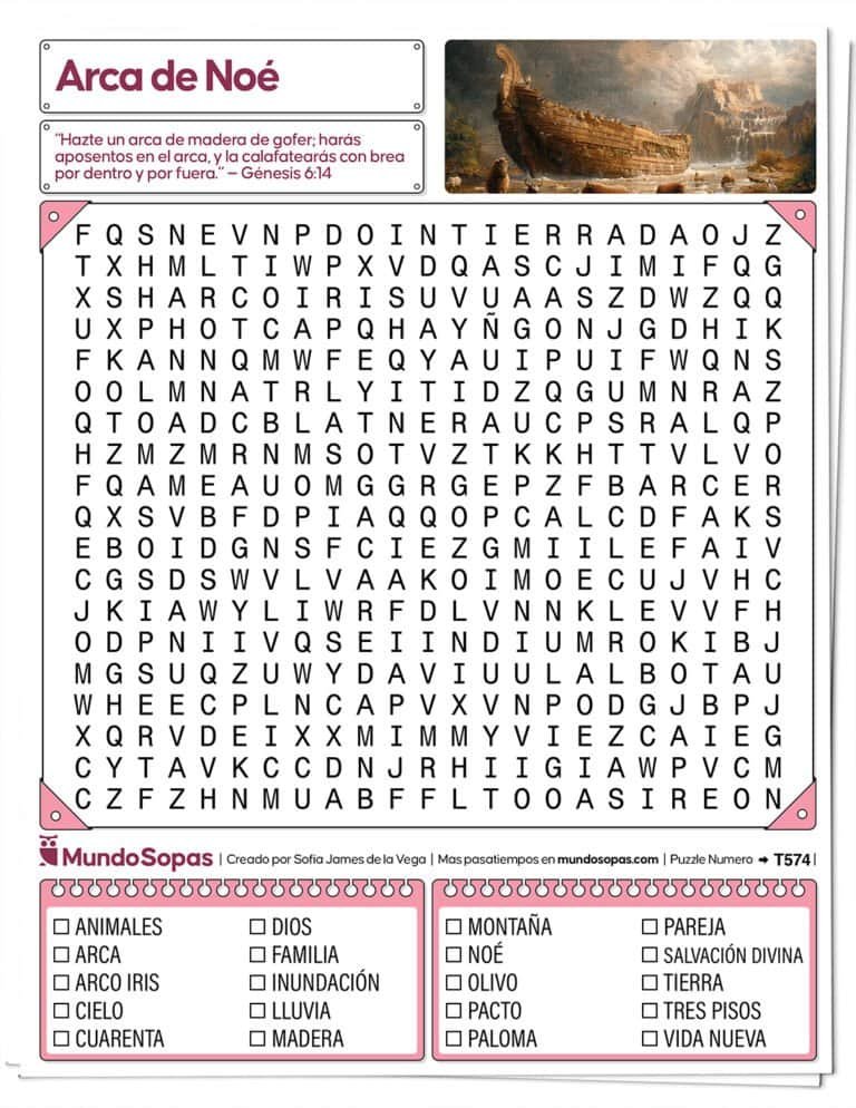 Sopa de Letras el Arca de Noe