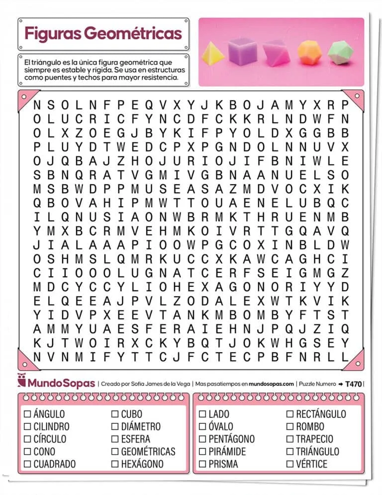 Sopa de Letras de Figuras Geométricas