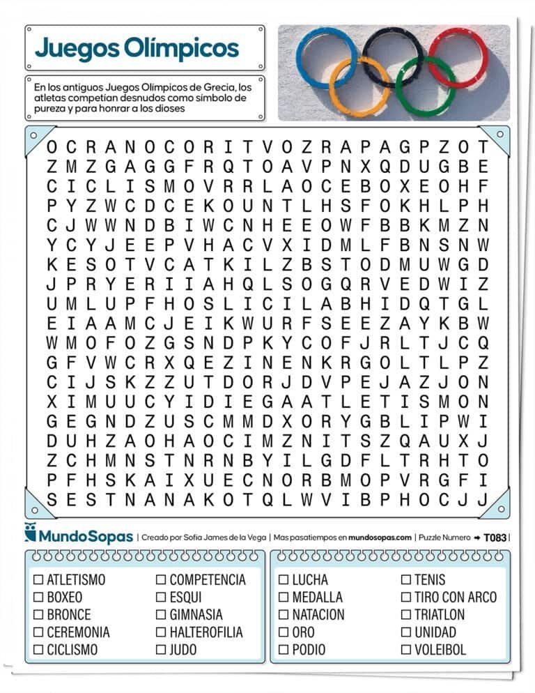 Sopa de Letras de los Juegos Olimpicos