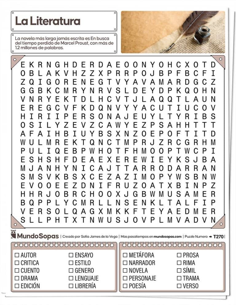 Sopa de Letras de Literatura