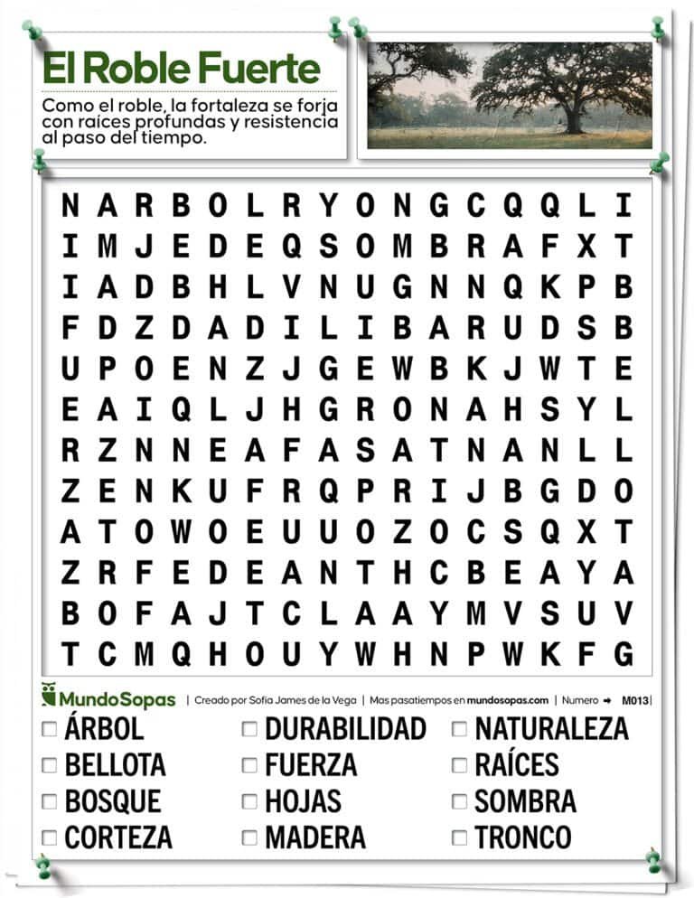 Sopa de Letras el Roble Fuerte con Letra Muy Grande