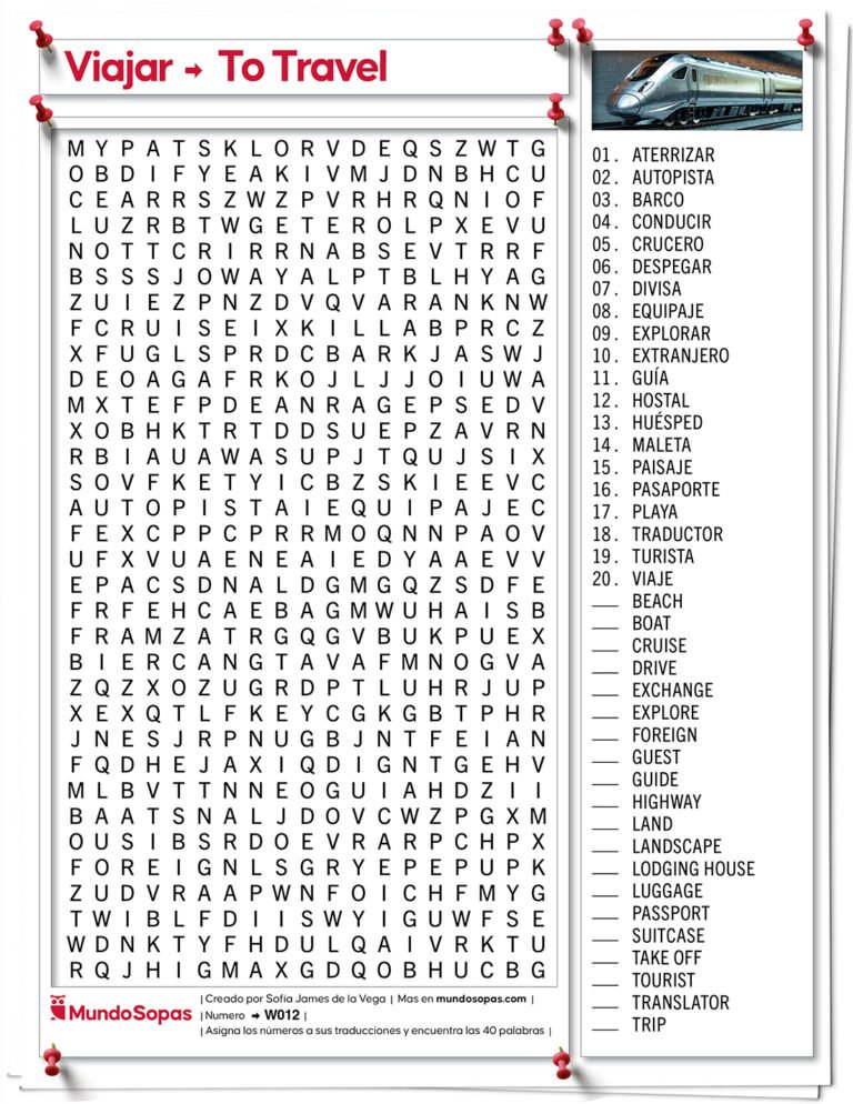 Sopa de Letras en Inglés de Viajar