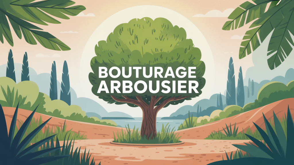 illustration centrale bouturage arbousier style méditerranéen