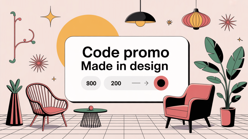Illustration code promo Made In Design décoration mobilier design