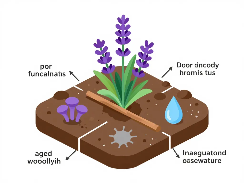Maladie lavande qui sèche concept causes visuelles