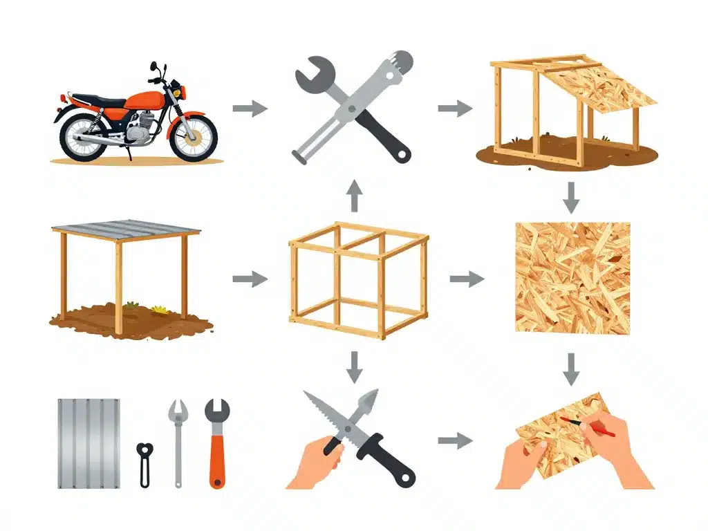 Étapes pour construire un abri moto pas cher bois ou métal