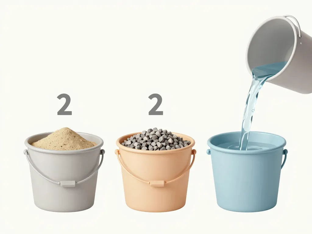 Schéma proportions ciment sable gravier et eau pour dosage ciment beton