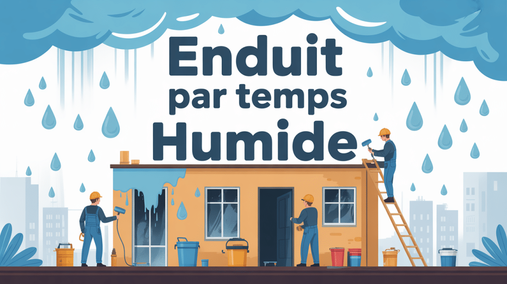 Chantier enduit par temps humide illustration ouvriers protections