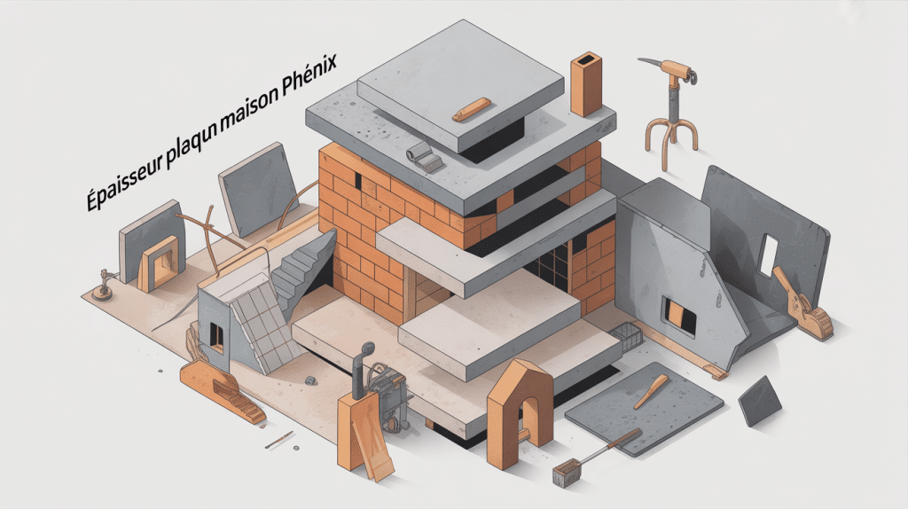 Epaisseur plaque beton maison Phenix illustration vectorielle