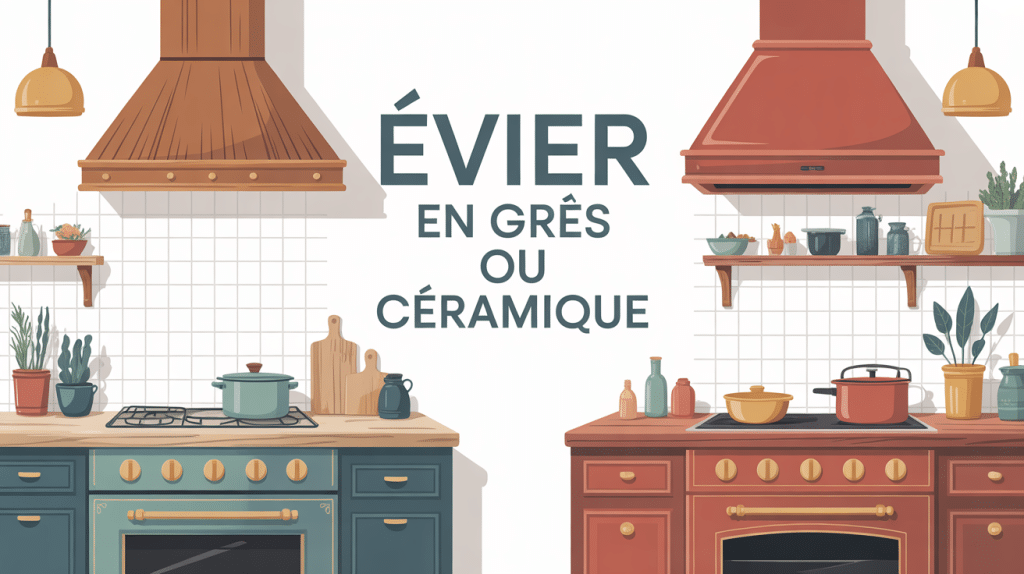 illustration évier en grès ou céramique côte à côte