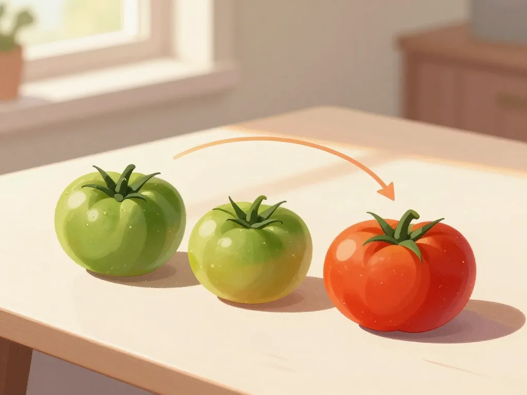 Schema faire murir des tomates à l'intérieur, étapes maturation