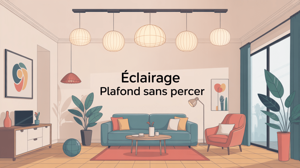 illustration fixer luminaire plafond sans percer