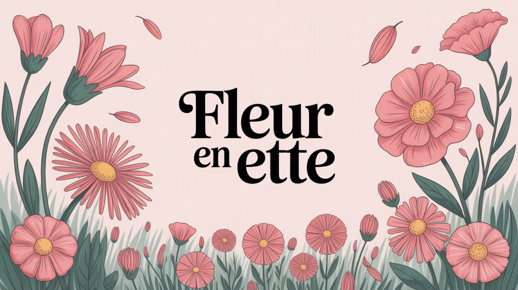 illustration poétique de fleur en ette, ambiance champêtre pastel