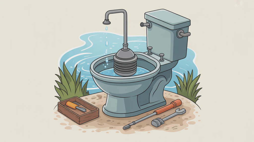 illustration mécanisme chasse d'eau ancien modèle réparation