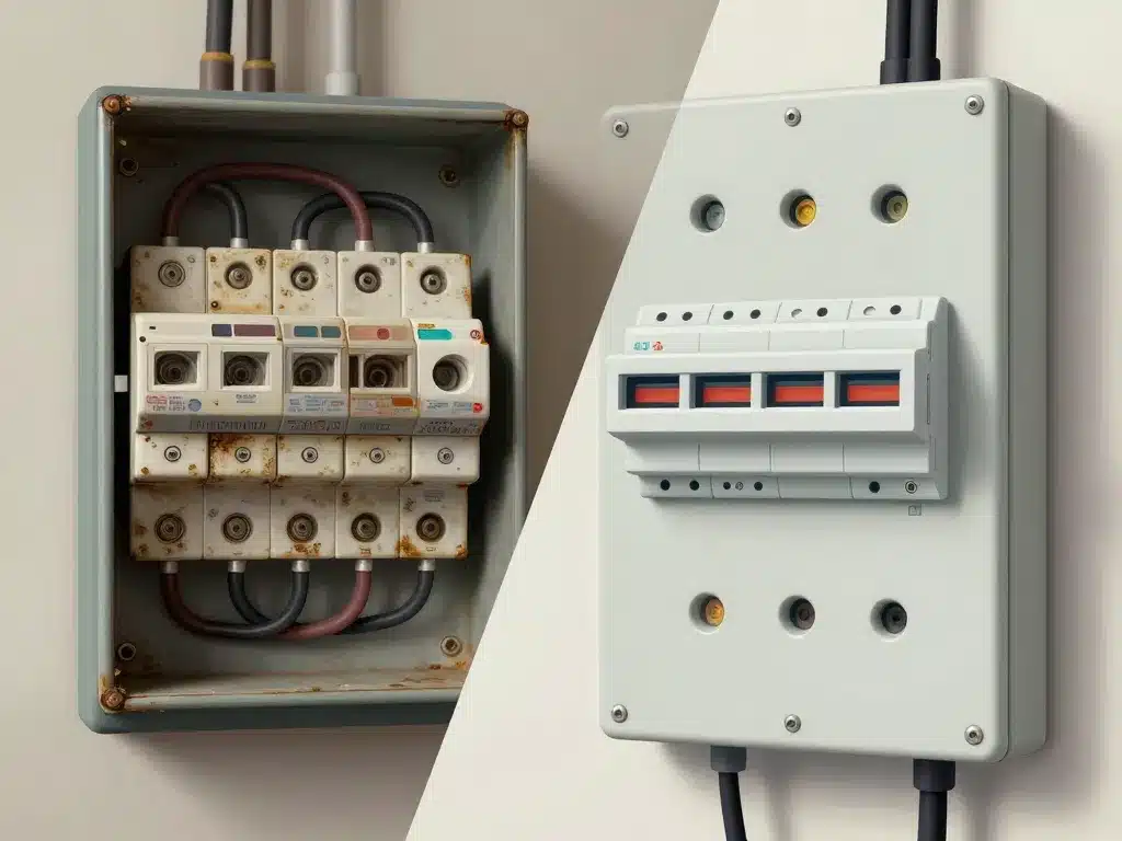 Comparaison entre ancien tableau électrique avec fusible et tableau moderne