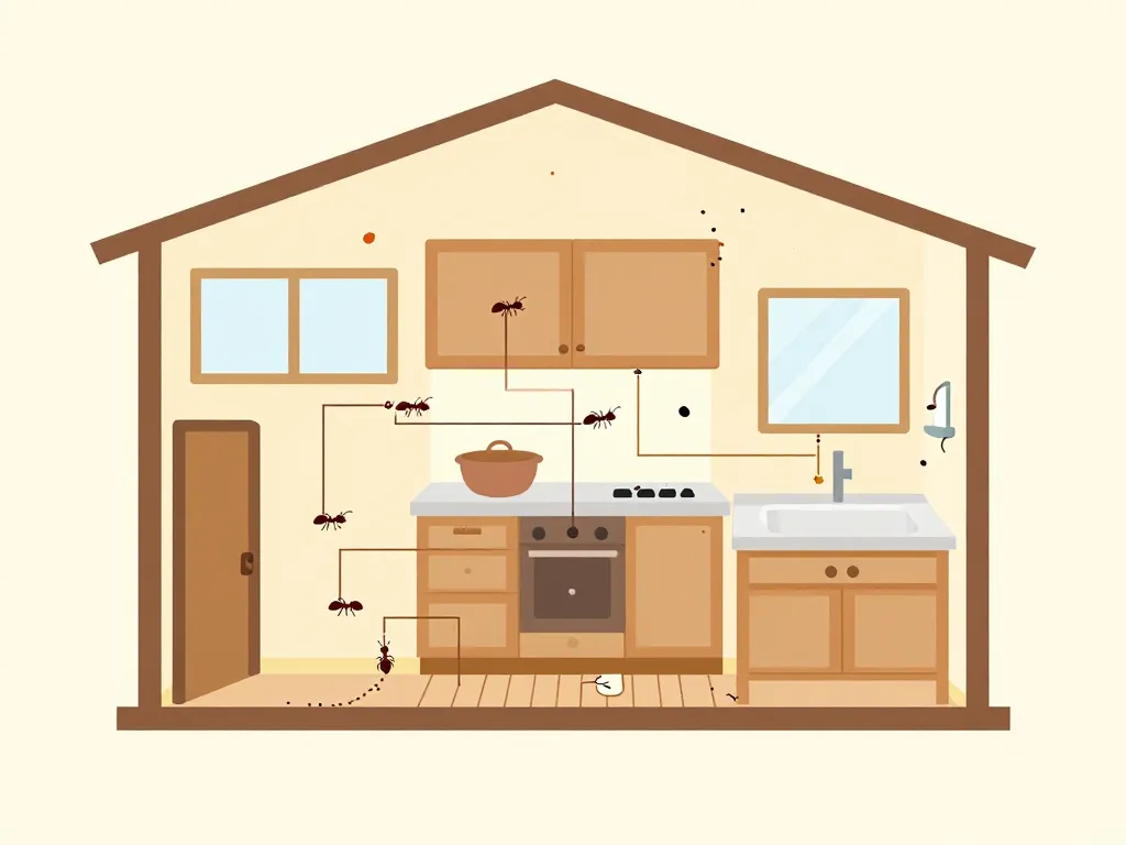 schema invasion fourmis minuscules points entree