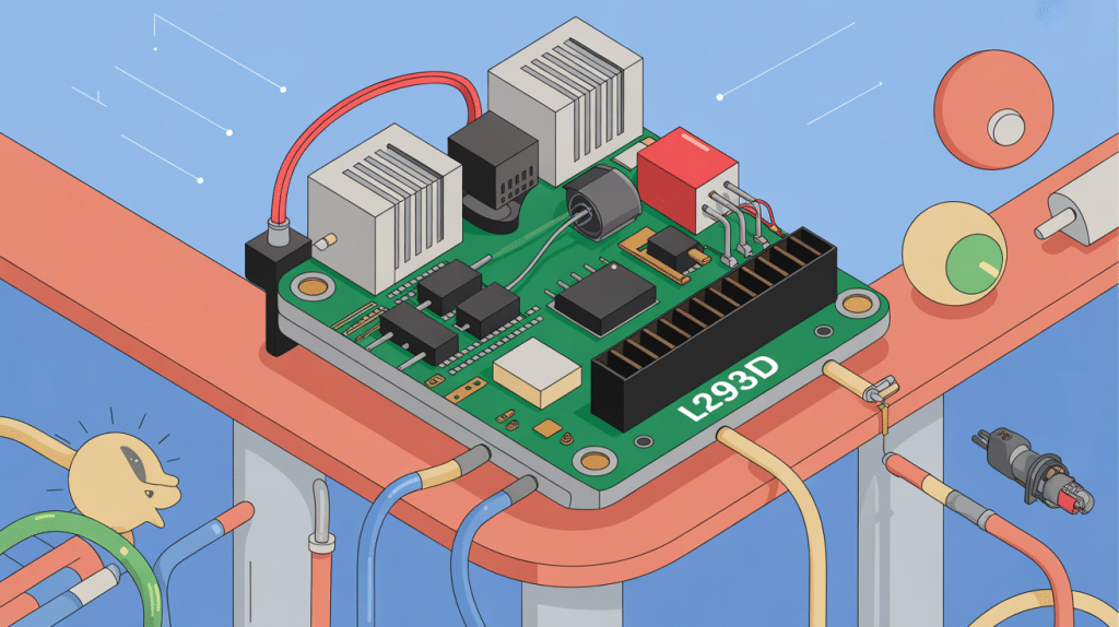 montage l293d avec moteurs et arduino en illustration