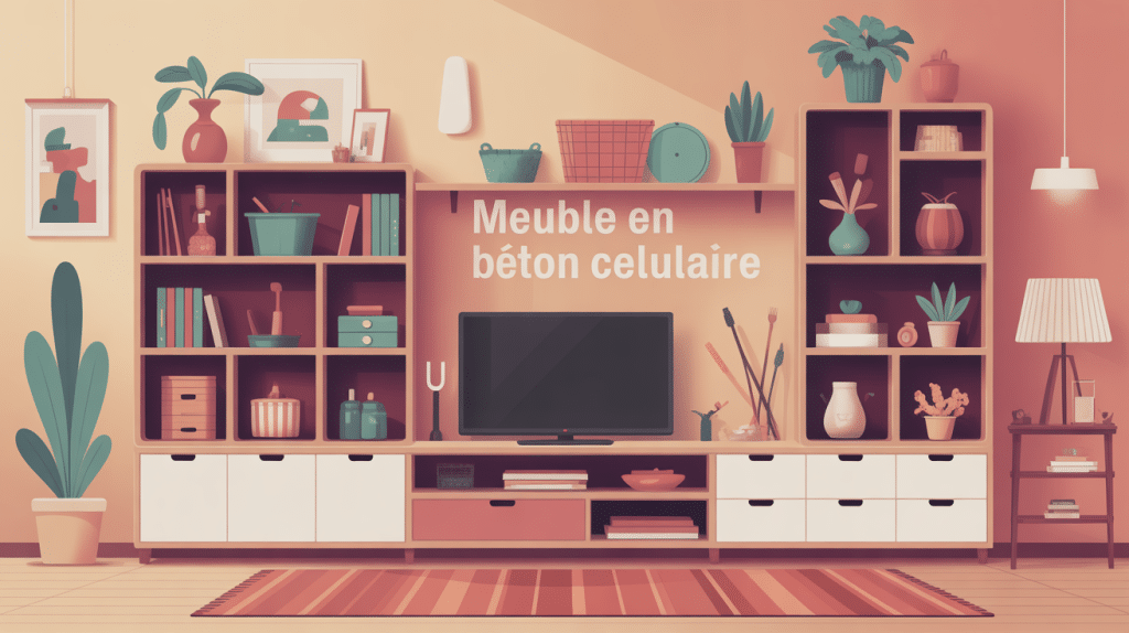 illustration meuble en beton cellulaire sur mesure lumineux