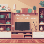 illustration meuble en beton cellulaire sur mesure lumineux