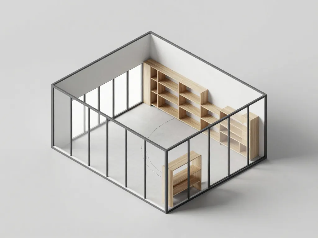 Schéma zones et circulation d’un petit loft moderne