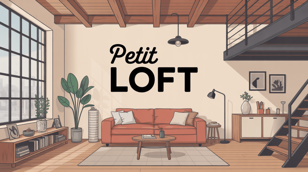 Illustration petit loft chaleureux et lumineux style industriel