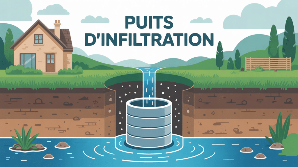 Schéma puits d’infiltration eaux pluviales sous maison