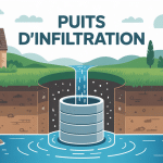 Schéma puits d’infiltration eaux pluviales sous maison