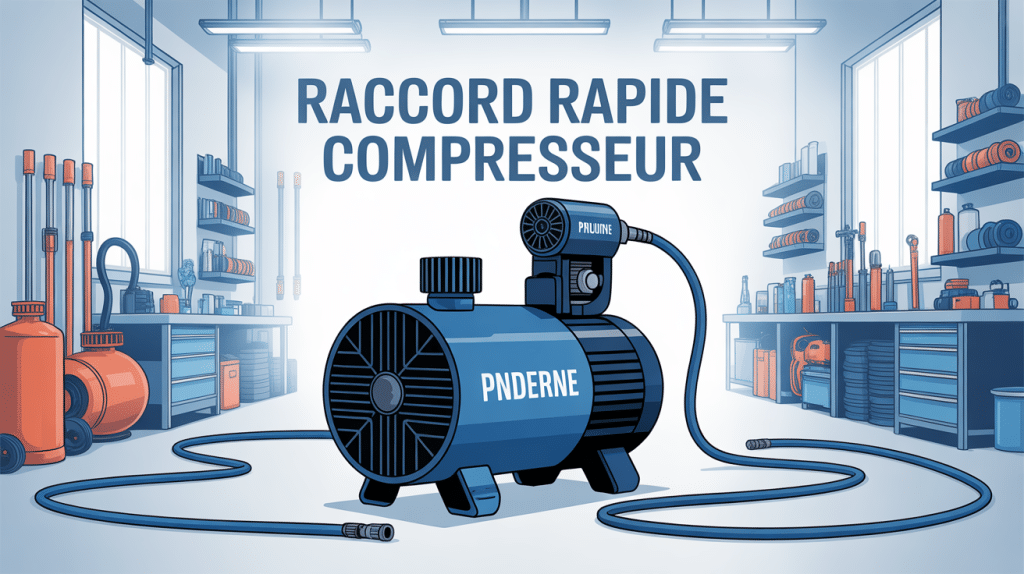 atelier avec compresseur air et raccord rapide compresseur