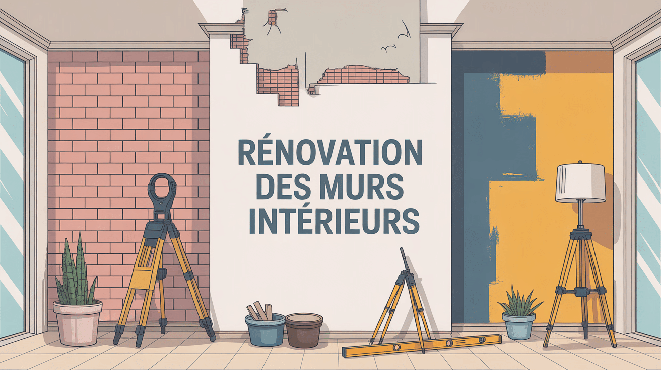 Illustration stylisée de rénovation des murs intérieurs