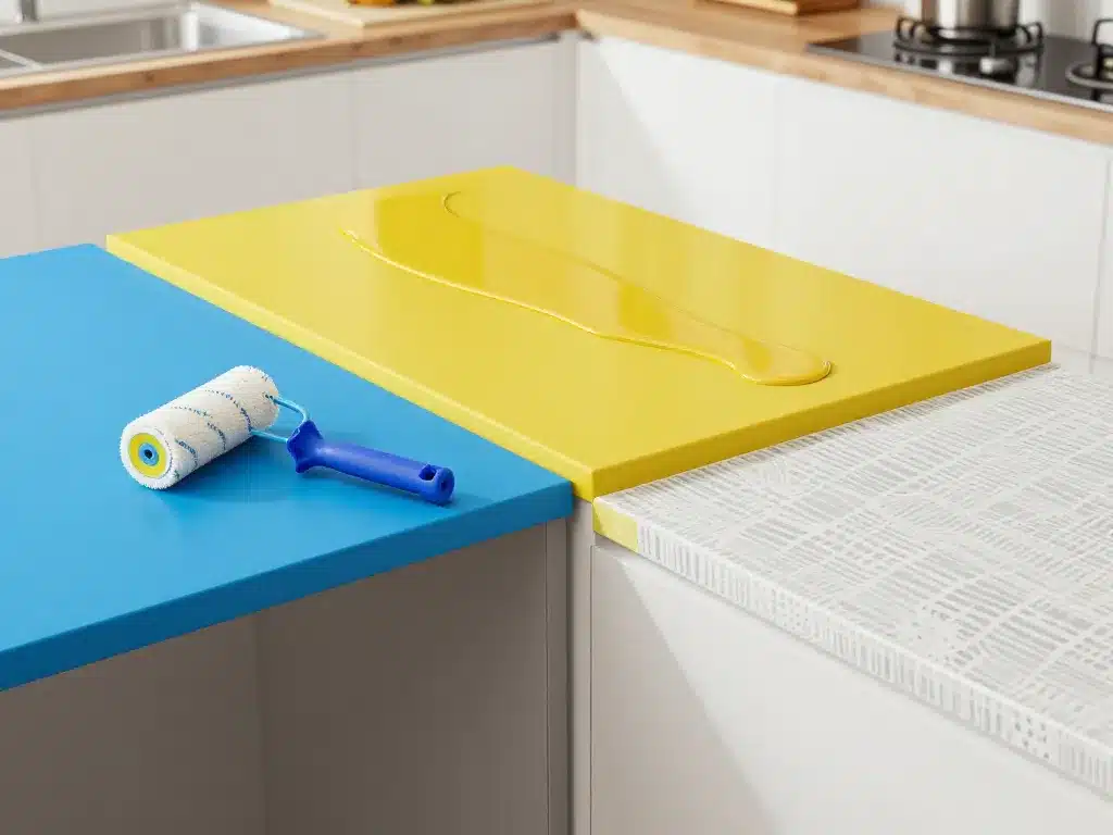 solutions renover plan de travail stratifié peinture résine adhésif