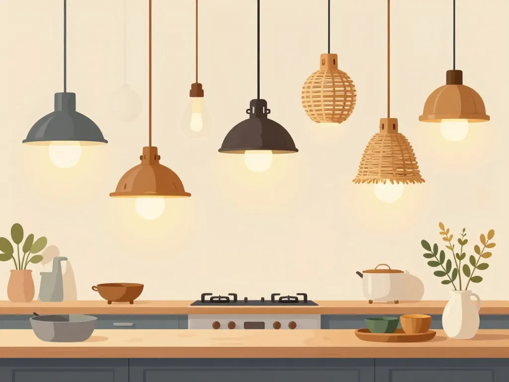 suspension cuisine originale styles variés dessus plan travail