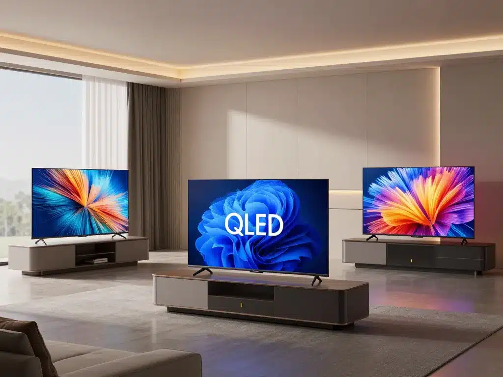 Différents modèles tv and home theatre 4k en salon moderne