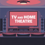 Salon moderne avec tv and home theatre immersive