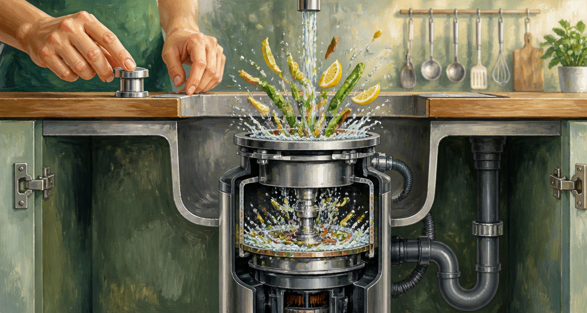 broyeur pour evier cuisine moderne en fonctionnement