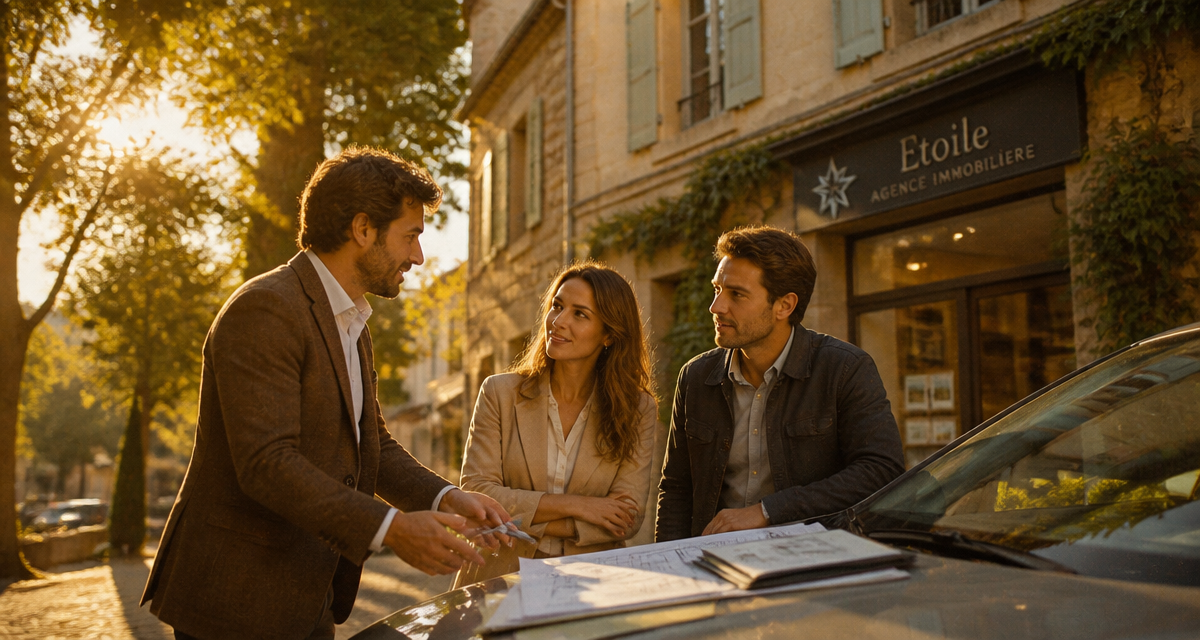 etoile agence immobiliere agent devant maison