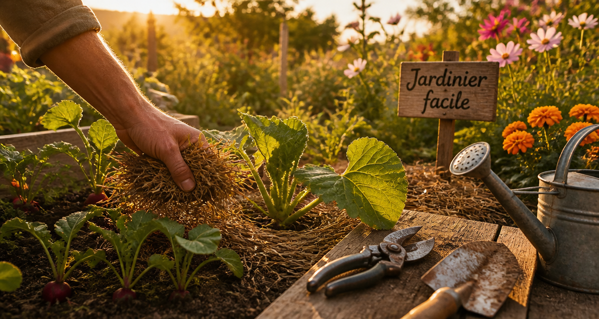 jardinier facile main paillage potager