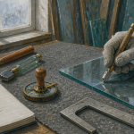 outil à couper le verre sur table atelier