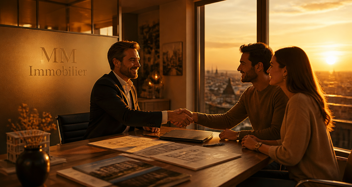 mm immobilier agent accueille couple agence