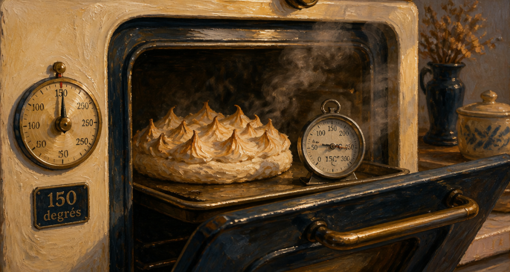 thermostat 150 degrés sur four avec meringue