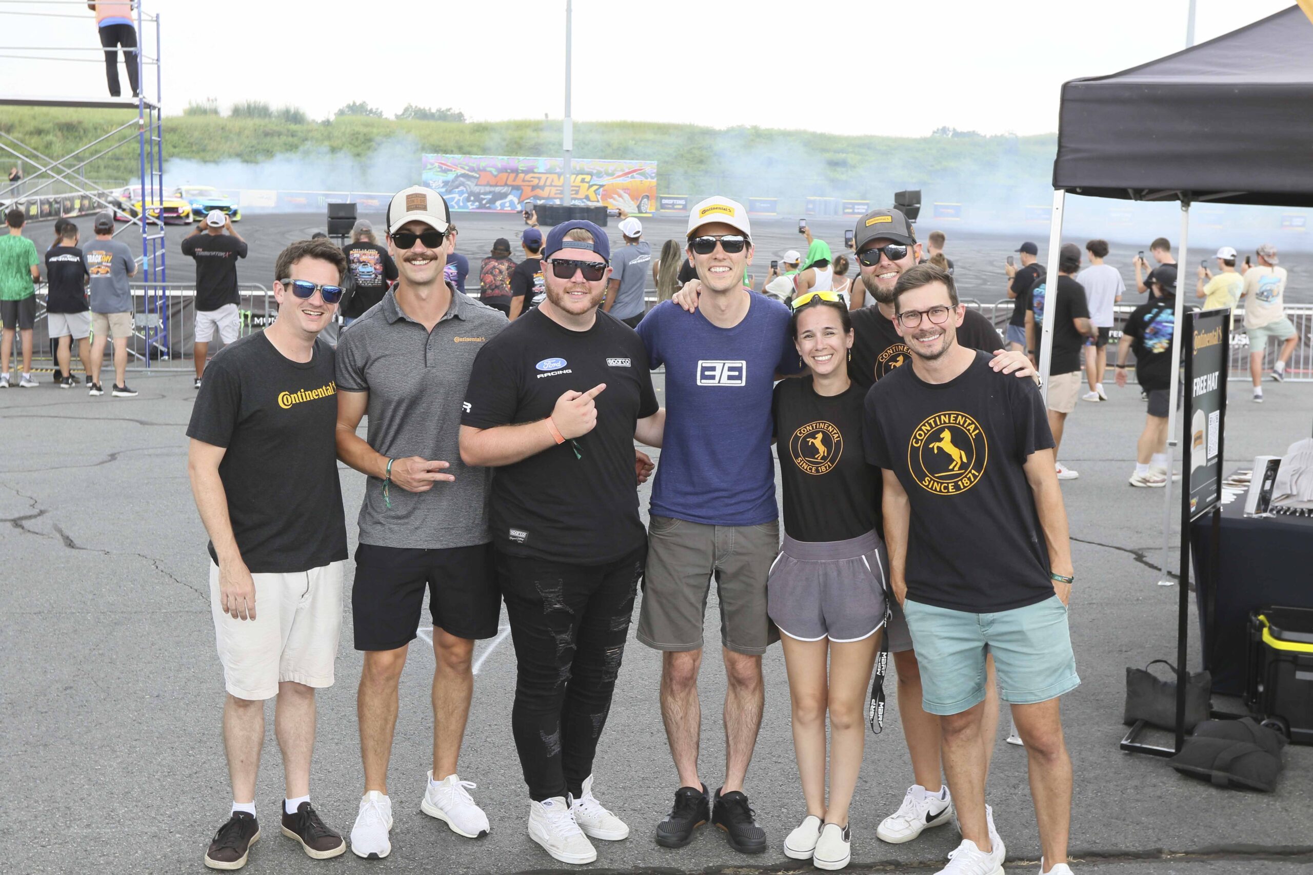Group of friends at Mustang Week event in Charlotte 2026.