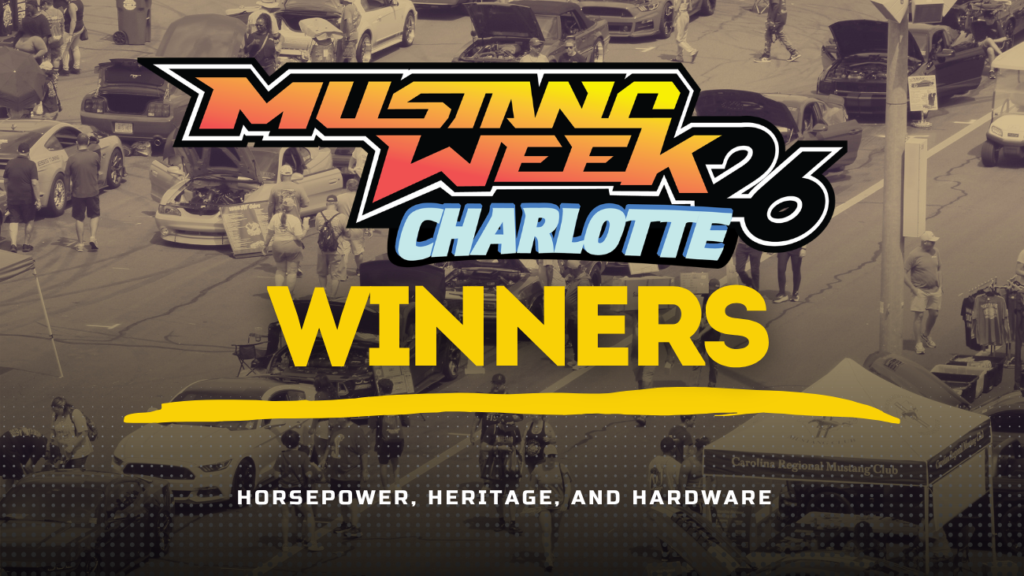 Mustang Week Charlotte 2026 award winners at car show event.