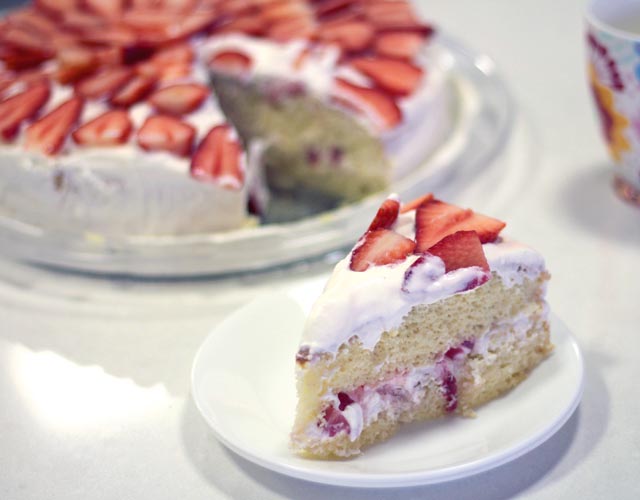 עוגת טורט עם תותים וקצפת עוגת טורט עם תותים וקצפת