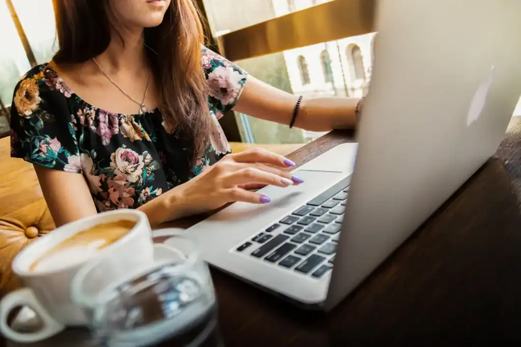 Woman working on a computer