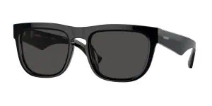 Black sunglasses with a sleek design, perfect for UV protection and fashion.