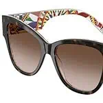Stylish Dolce & Gabbana sunglasses with floral patterned arms and gradient lenses.