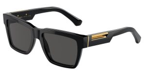 Black sunglasses with gold detailing, stylish and perfect for sun protection.