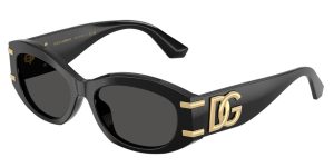 Stylish black Dolce & Gabbana sunglasses with gold logo at MySpec Optometrist Haymarket.