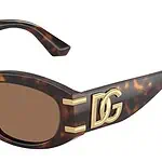 Stylish tortoiseshell sunglasses with gold DG logo for women’s fashion.