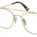 Elegant gold metal eyeglasses for vision correction and style.