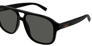Elegant black Gucci sunglasses with dark lenses and iconic logo detail.